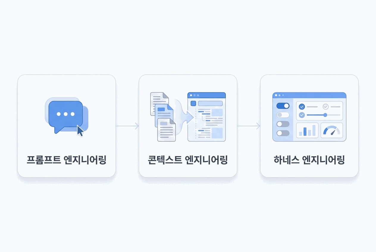 프롬프트 엔지니어링에서 콘텍스트 엔지니어링, 하네스 엔지니어링으로 이어지는 AI 활용 중심축의 이동